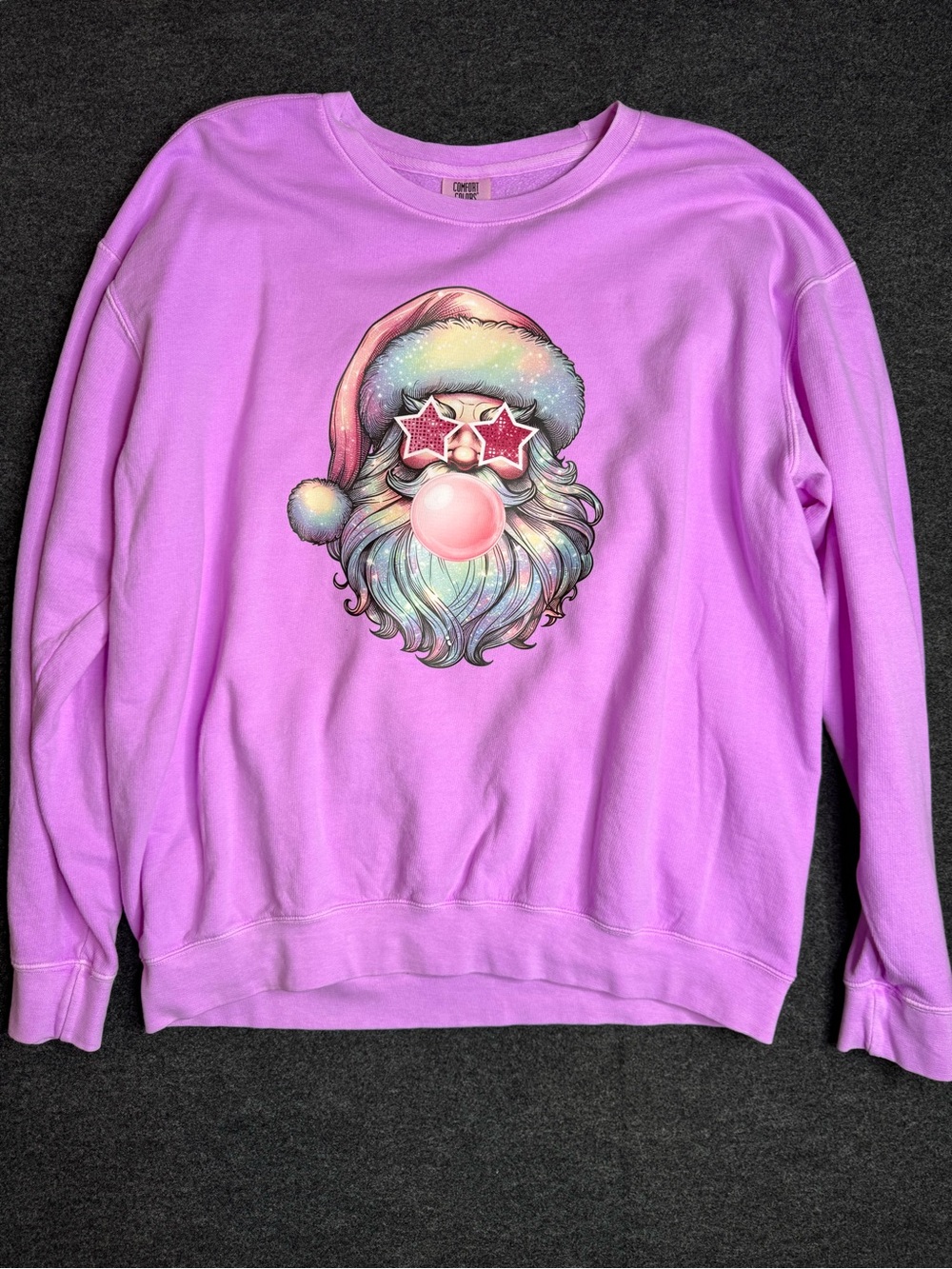 New Comfort Colors women’s/unisex pink/Lavender Crewneck Sweatshirt Santa